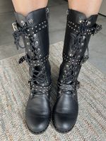 Cool Black Leather Studded Boots Size 39!