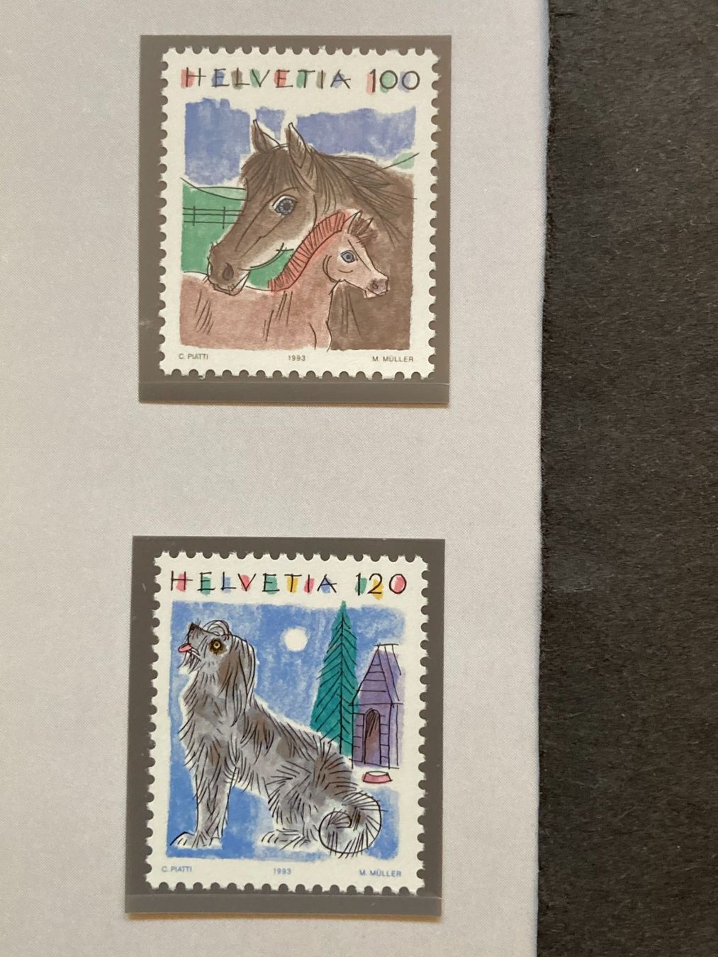 Tutti i francobolli: Schweiz 1993 Satz Tiere Pferd Hund postfrisch – Nuovo (secondo la descrizione) da Liestal venduto da schnueps
