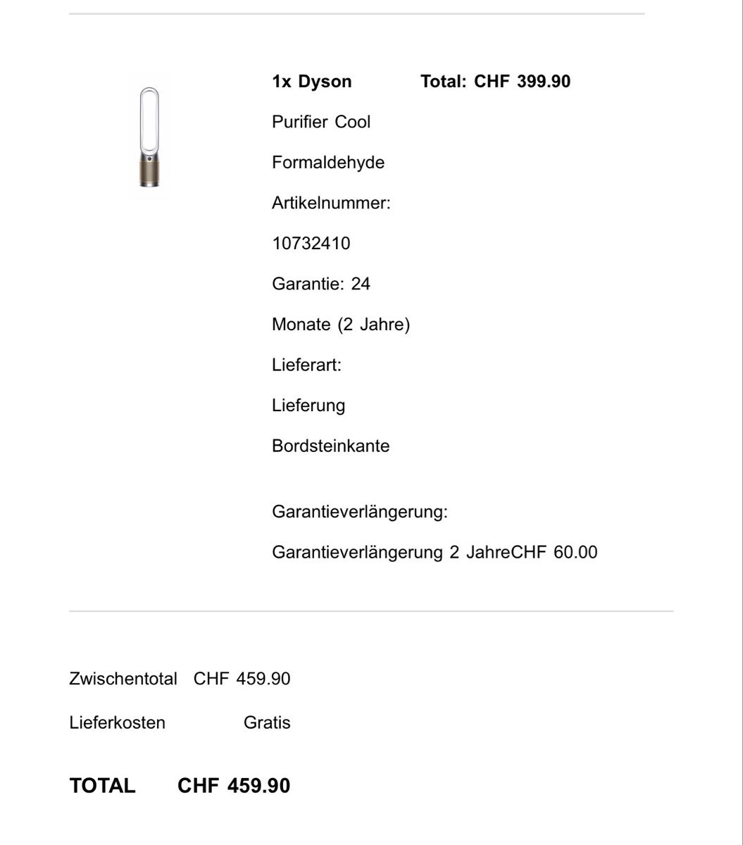 Dyson Purificatori d'aria: Dyson Purifier Cool Formaldehyde neu, 1 mal benutzt. – Nuovo e nell'imballaggio originale da Turgi venduto da ers_2wcq 1