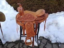 Western Saddle Leather Tooled