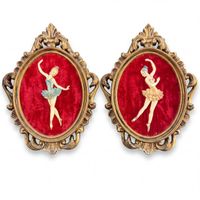 Vintage Barock Wandbilder Gold | Paire Cadres Danseuses