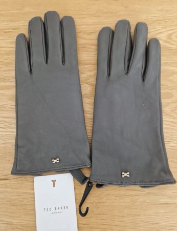 Ted Baker Handschuhe Leder Wolle Grau