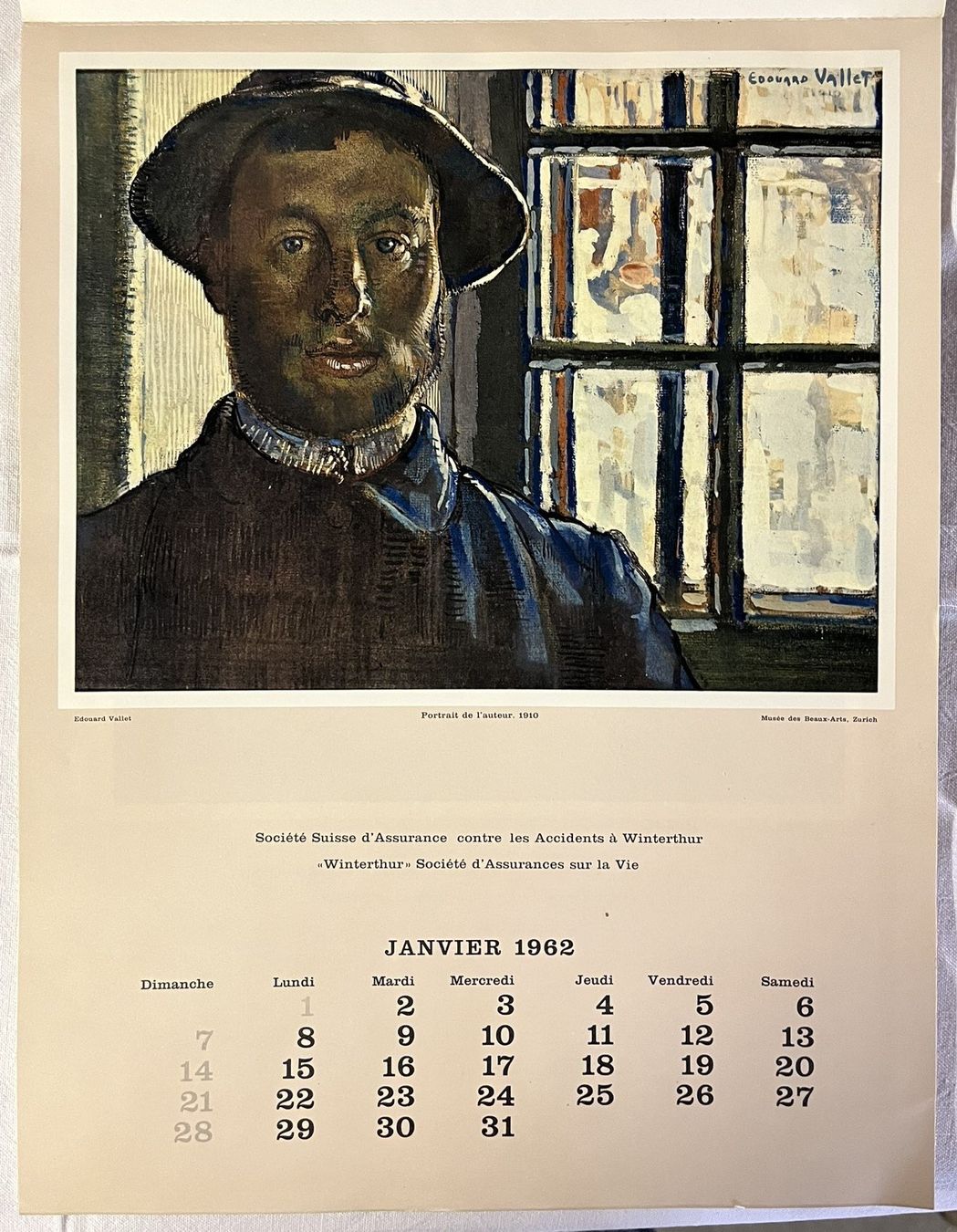 Calendari: Winterthur Versicherungen Kalender 1962 – Usato da Fribourg venduto da Kumpaan 1