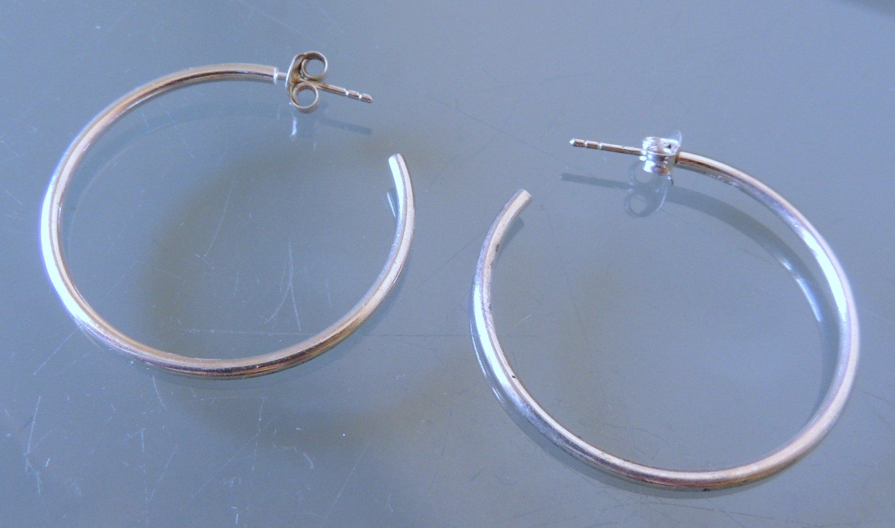 Orecchini pendenti & Orecchini a lobo: Silber 925 Creolen Ohrringe 36 / 2 mm – Usato da Waldenburg venduto da schaller707 1