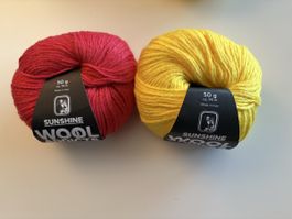 Wolle 100% mercerisierte Baumwolle gelb, rot "Wool Addicts"