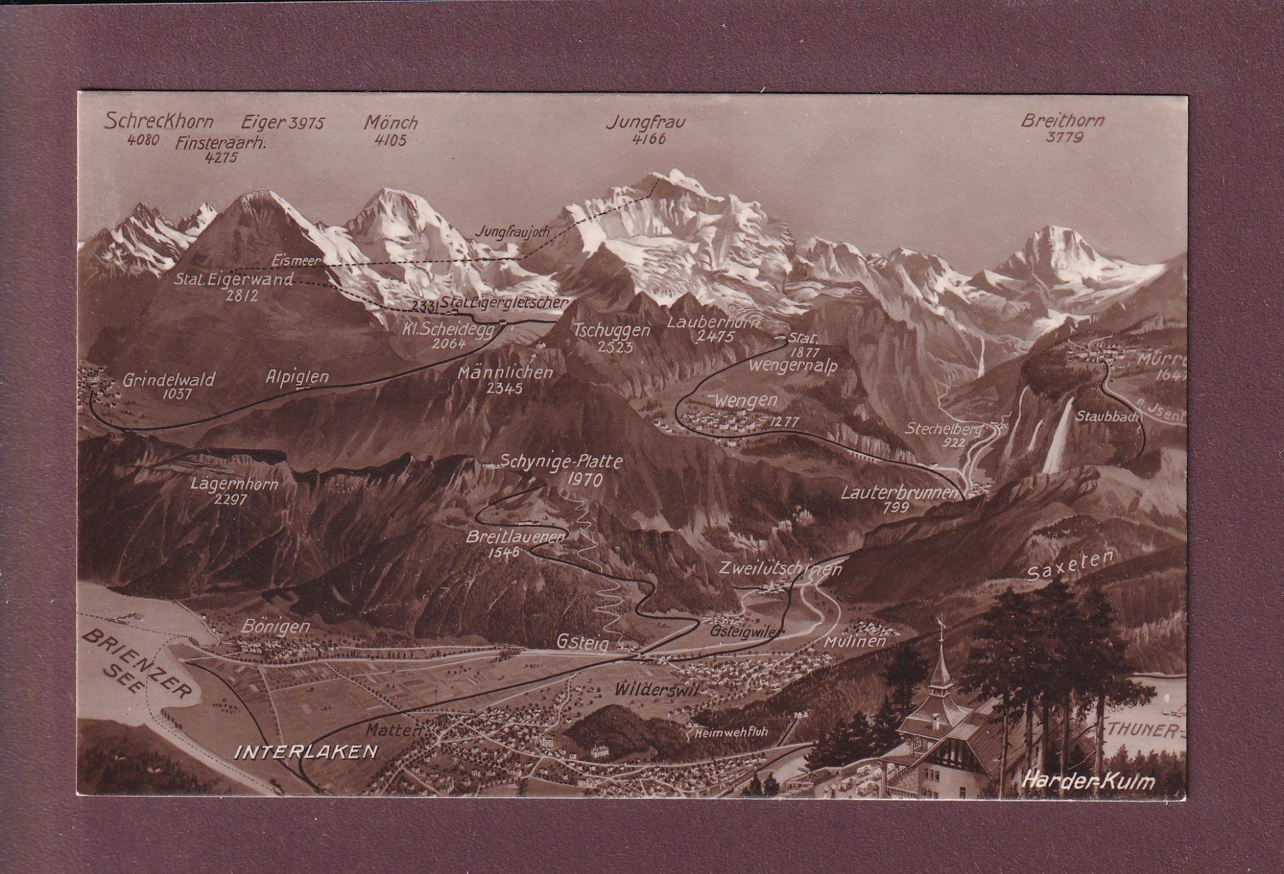 Cartoline postali: INTERLAKEN und Umgebung - Vogelschau – Usato da Pully venduto da nicecards
