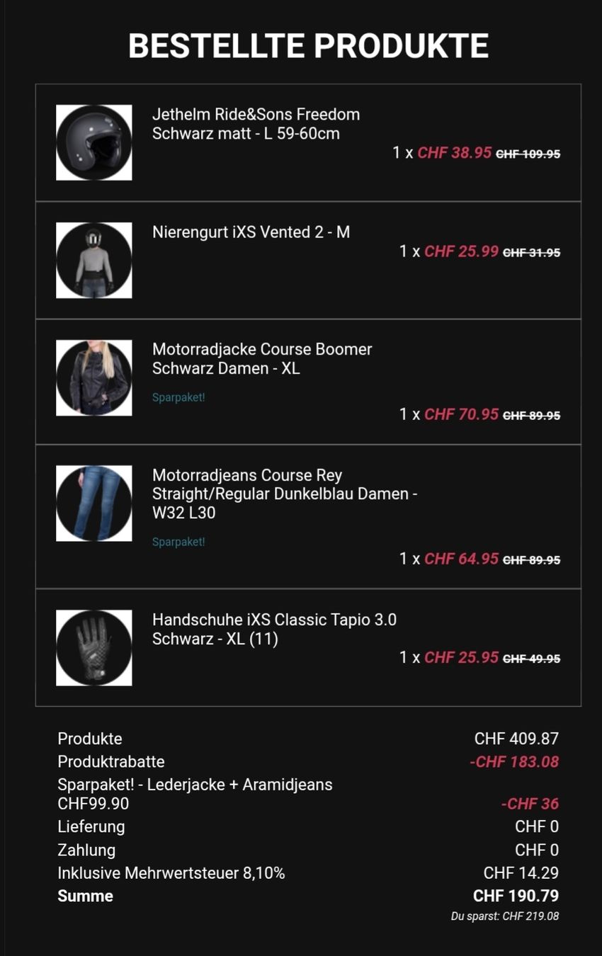 Lots de vêtements: Motorrad Kleider Ausrüstung Damen – Neuf (Voir description) à Herzogenbuchsee par nro_z587 1
