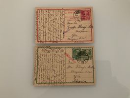 1914-15, 2 Zensierte Postkarten Österreich, Dornbirn-Chur,