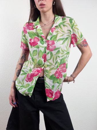 Vintage Shortsleeve Blouse POMODORO floral print viscos