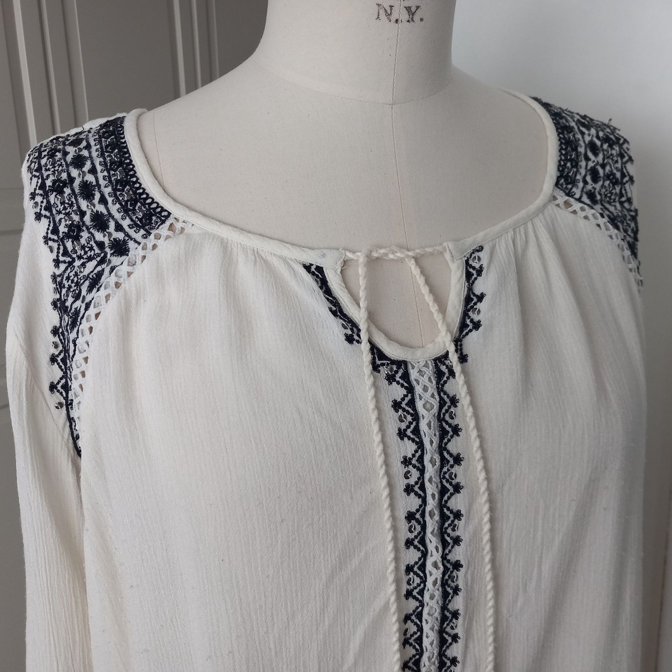 Camicette: Tolle Boho Bluse Shabby romantisch Gr. .L 40 weiss – Usato da Nottwil venduto da cecilia44 1