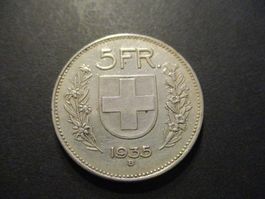 5.,- Fr 1935  Superbe pièce  Superbe qualité  Top