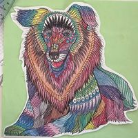 Bild von Hand gemalt "Lassie der Hund" 21cm