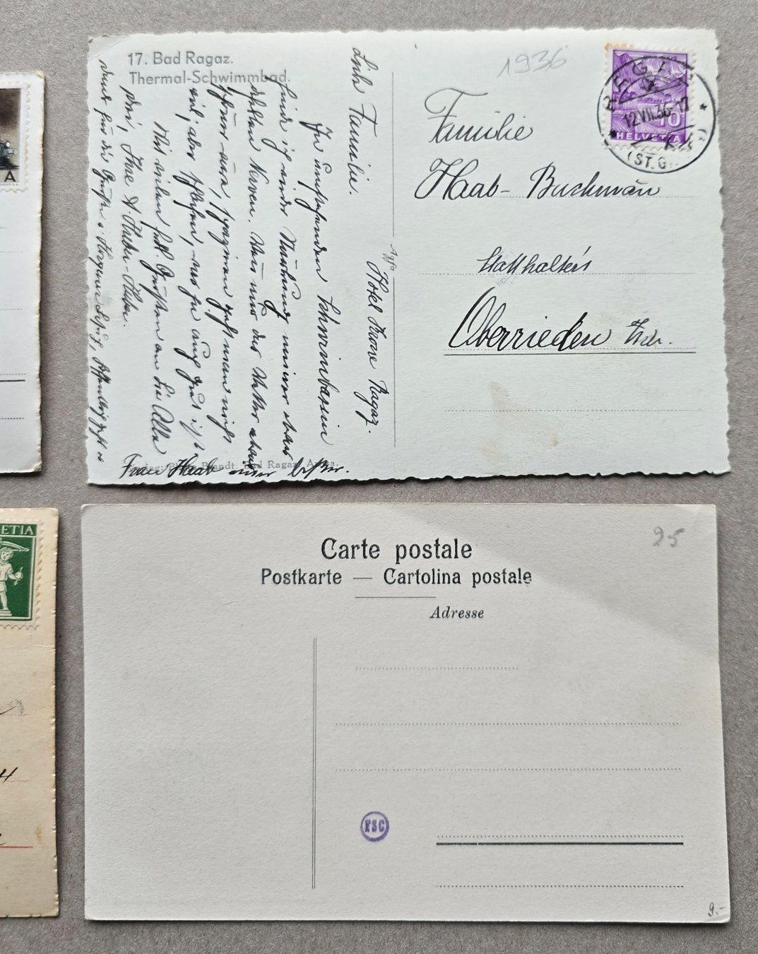 Cartoline postali: Bad Ragaz AK 4 Stk. (2) – Usato da Rheinau venduto da MakalekaAloha 5