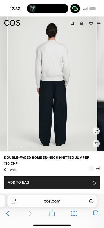 Cos Maglioni & Felpe: Neuer COS Double-Faced Bomber-Neck Strickpullover in Off-Whi – Usato da Aarau venduto da Fofli 1