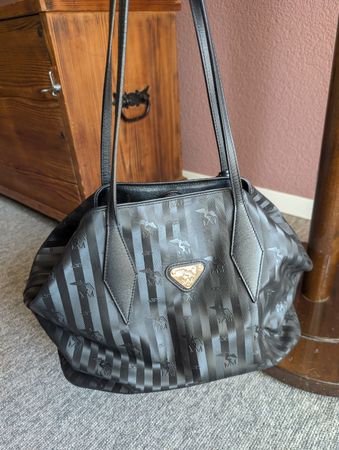 MM Mollerus Tasche schwarz gestreift Handtasche