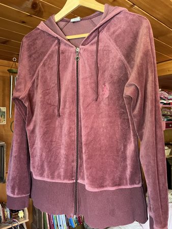 Kapuzenpullover Velours Weinrot Grösse L guter Zustand