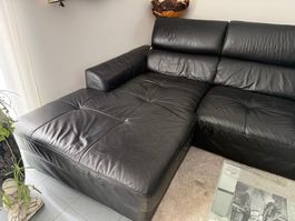 Ledersofa, schwarz