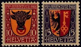 1918, Pro Juventute "Wappen" Nr. J10-11, postfrisch **.
