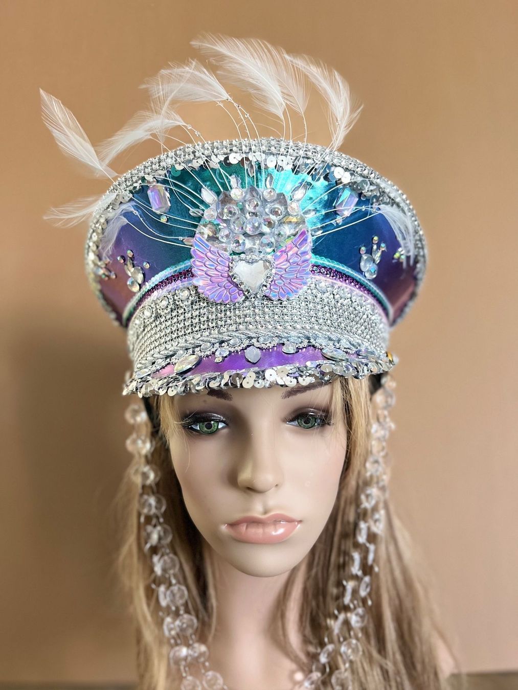 Copricapi, berretti & cappellini: Burning man LED Handmade Captain party hat Meermade 57 – Nuovo (secondo la descrizione) da Wil SG venduto da cpeios