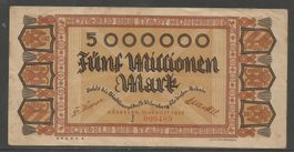 DEUTSCHES REICH - 5.000.000 MARK, NOTGELD NUERNBERG, 1923