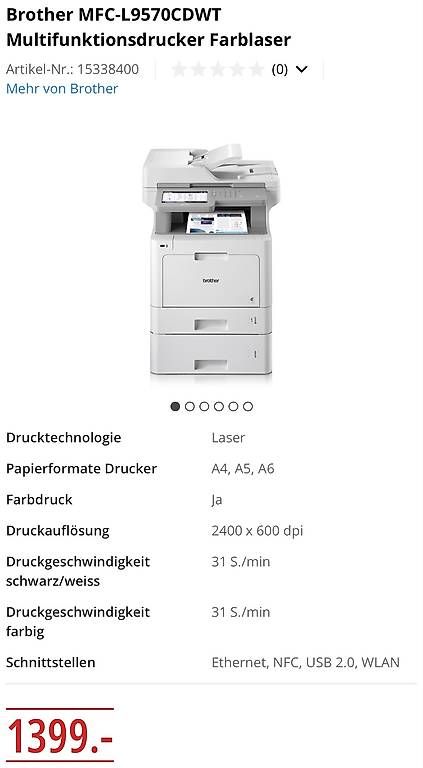 Brother Drucker: Drucker Brother MFC-L9570 Farblaser Multifunktionsdrucker – Gebraucht aus Löhningen von KE-Loehningen