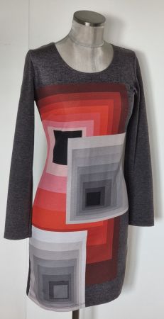 XS 34 (S) DESIGUAL langarm Kleid anthrazit colour graphic