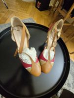Escarpins made in Italy artisanal T 38 cuir beige rouge été