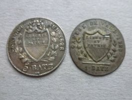 Waadt ++ 2 Kantonalmünzen 1828, gute Erhaltung