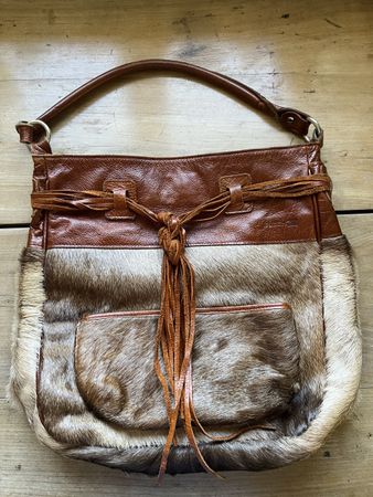 DURCHZUG Handtasche Leder/Fell, guter Zustand!