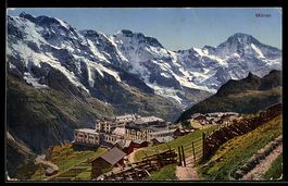 AK Mürren, Ortsansicht gegen die Berge