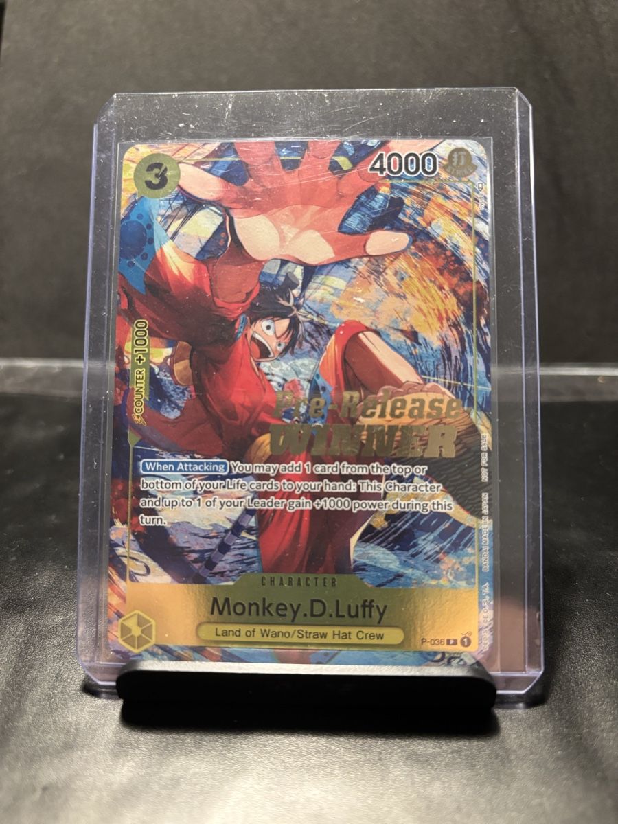 Bandai Carte collezionabili: Monkey D Luffy Promo Pre Release Winner Stamped - P-036 – Nuovo (secondo la descrizione) da Bellinzona venduto da TheCarden 2