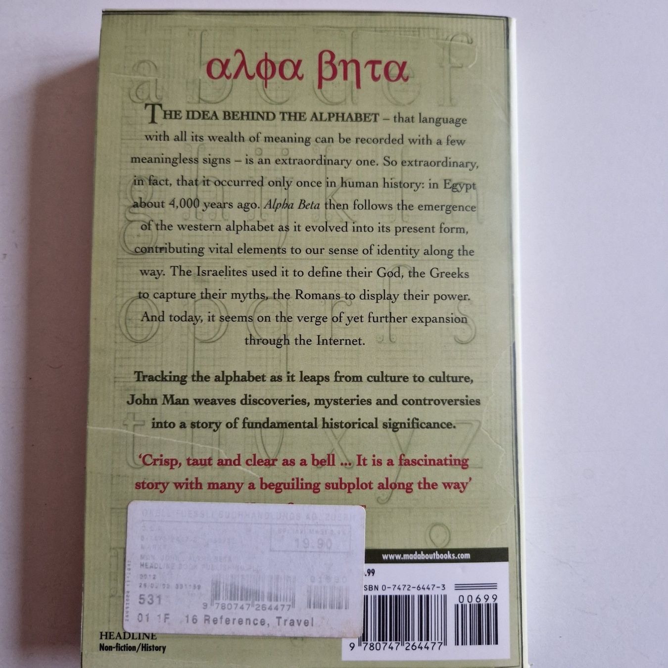 Bücher: Alpha Beta - how our alphabet shaped the western world – Neu (gemäss Beschreibung) aus Rüti ZH von Gigelisuppe 1