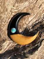 Grenadill Holz Anhänger Mond mit Opal