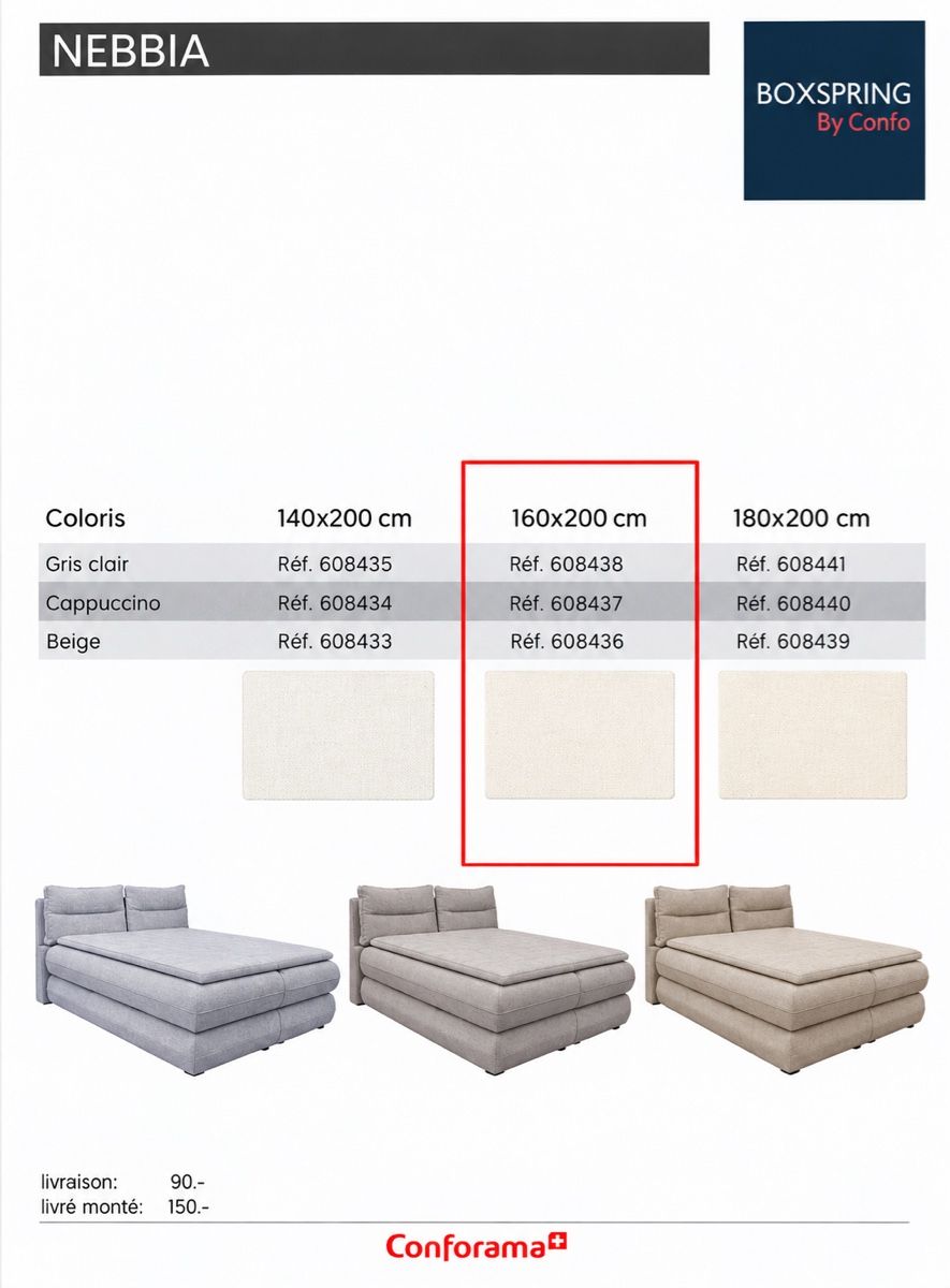 Betten: Lit boxspring conforama – Gebraucht aus Crissier von amr_lx8y 1