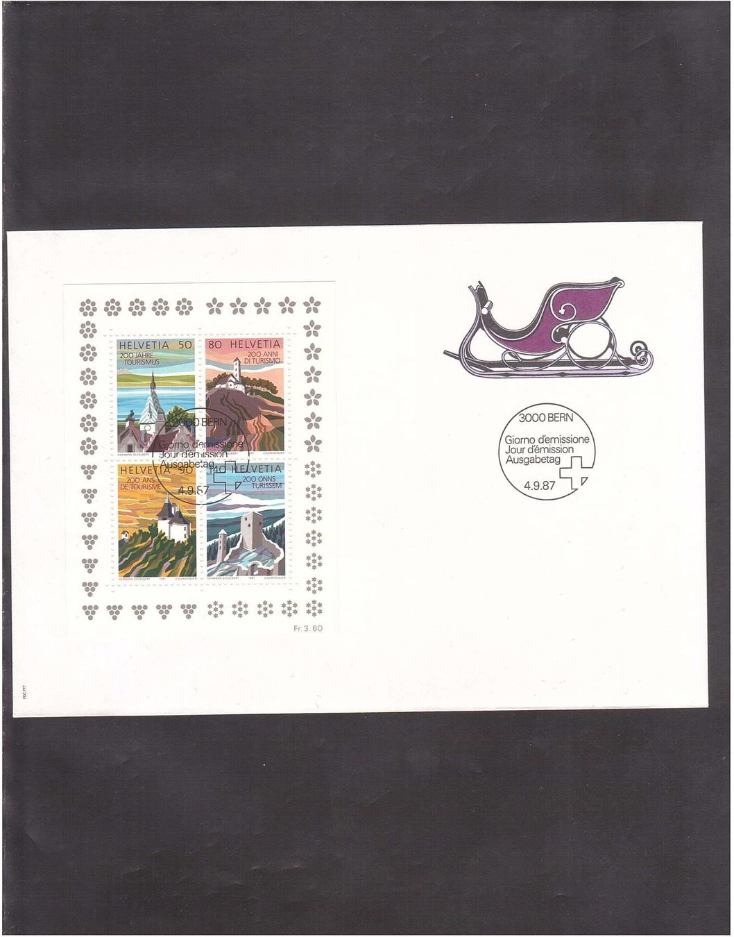 Tutti i francobolli: 1987 FDC Tourismus Schweiz Block – Nuovo (secondo la descrizione) da Rheinau venduto da loxis