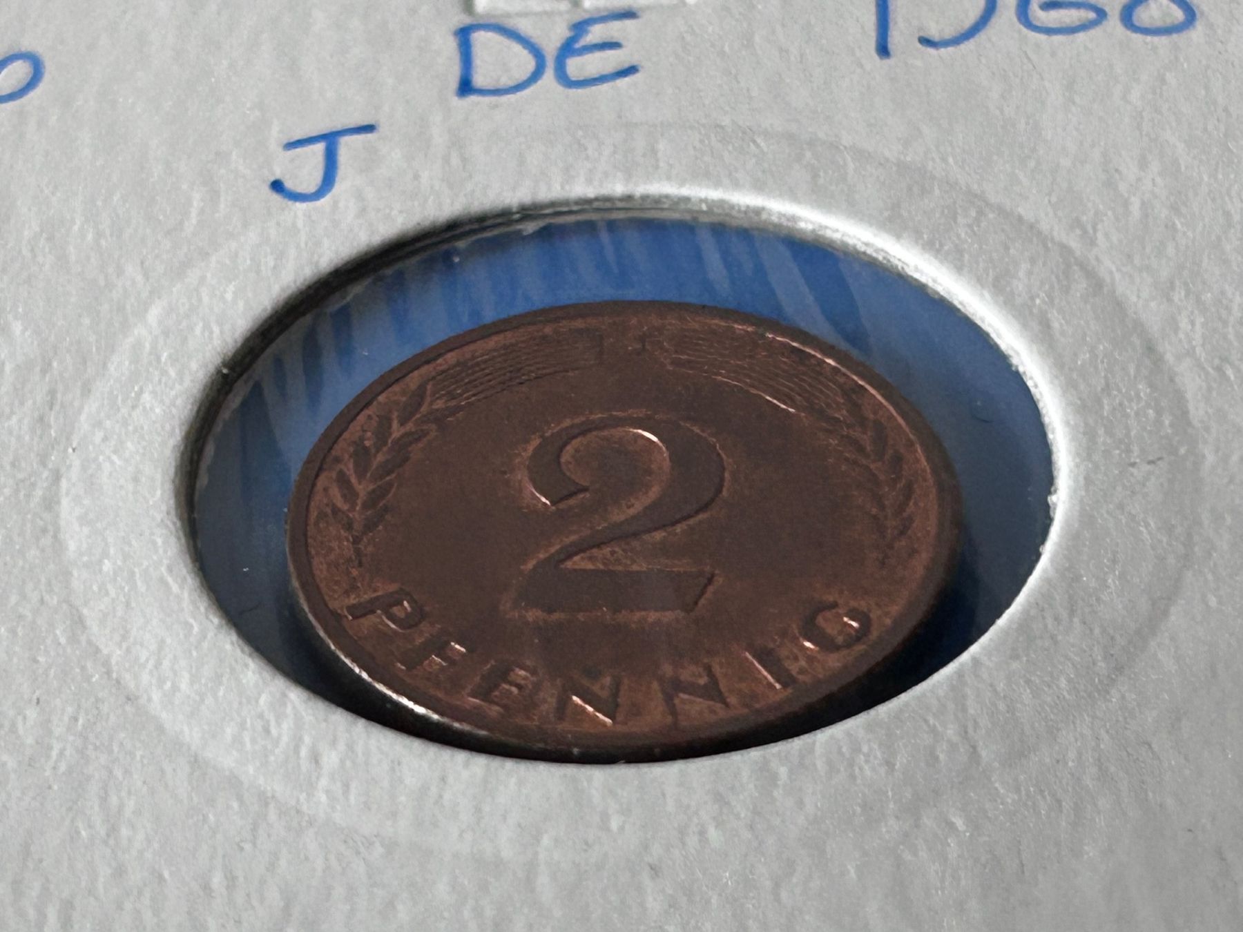 Tutti le monete: Germany - 2 Pfennigs 1968 J – Usato da Corcelles NE venduto da AJKader 8