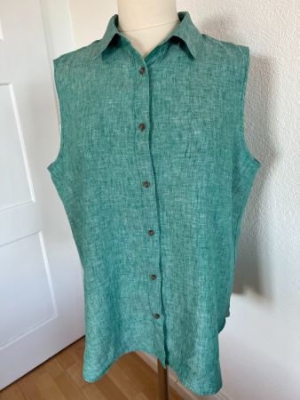 UNIQLO Damen Bluse, 100% Leinen, Gr. XL, Grün