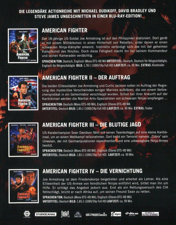 Alle DVDs: American Fighter 1-4 (1985-90) Michael Dudikoff/UNCUT/4-BDs – Neu (gemäss Beschreibung) aus Volketswil von cinephilia 2