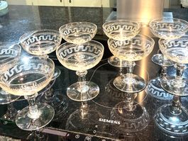 JUGENDSTIL 9 KRISTALLGLAS CHAMPAGNERSCHALE UM 1900,FRANCE