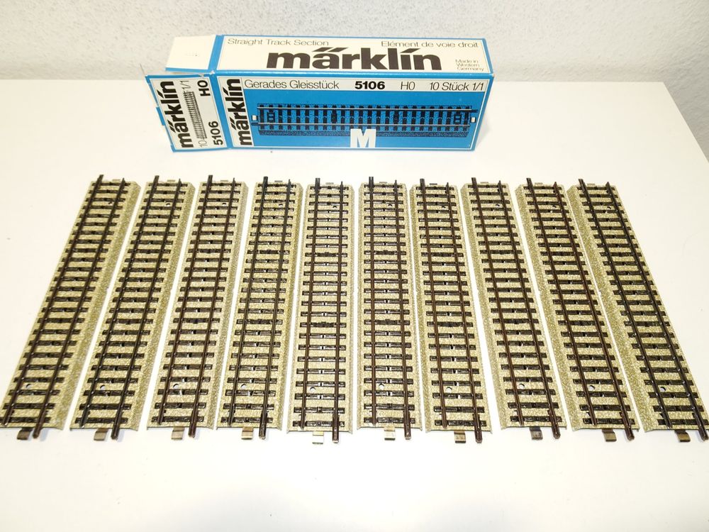 10 M&auml;rklin M-Gleis Anschlussschienen HO 5100 5106 | Kaufen Auf