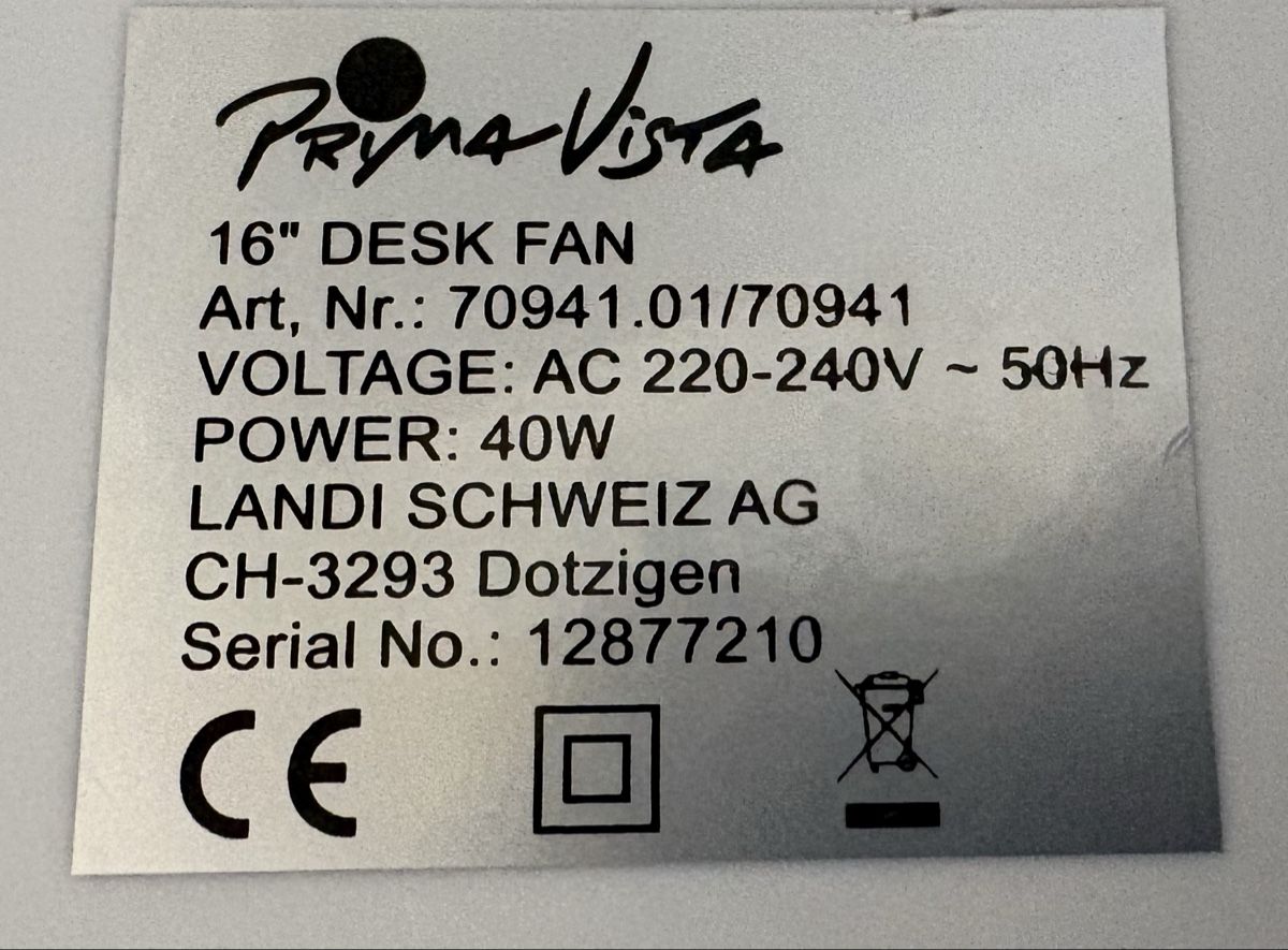 Ventilatoren: Tischventilator Prima Vista – Neu (gemäss Beschreibung) aus Thürnen von Lilie37 3