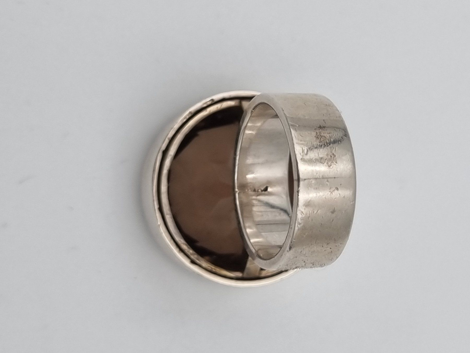 Anelli: Silberring 925 mit riesigem Stein (Rauchquarz oder Glas) – Usato da Kölliken venduto da ter_lkc7 3