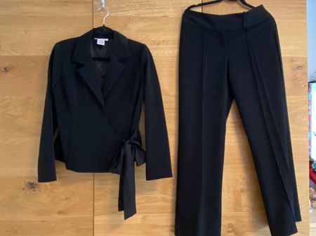 Tailleur femme pantalon veste t.36 noir uni USA Black/ White