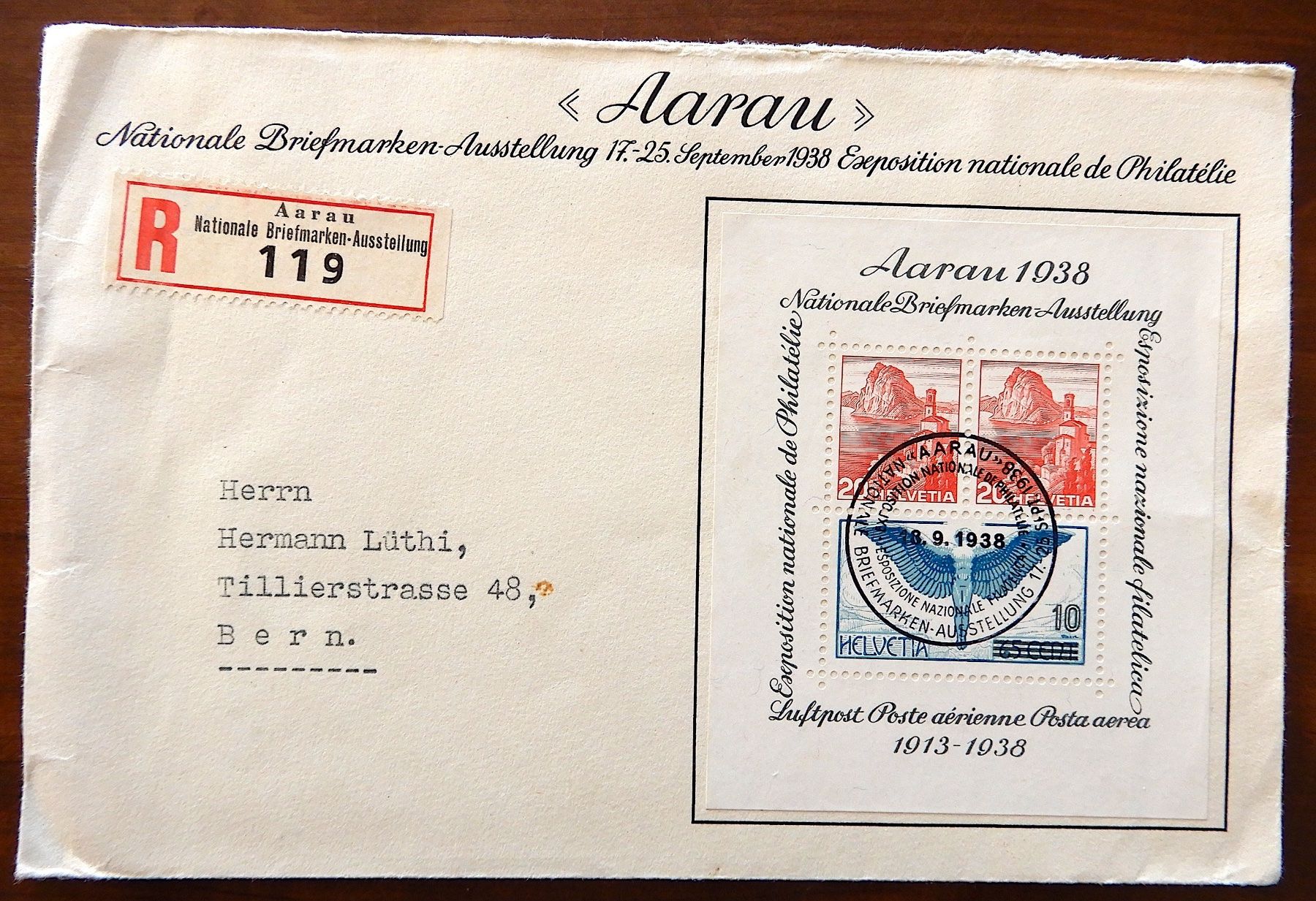 Alle Briefmarken: Flugpost, NABRA 1938 & 2 weitere schöne Briefe – Gebraucht aus Luzern von Johann7 1