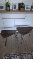 Beistelltische Paar Holz mit Metallbeine