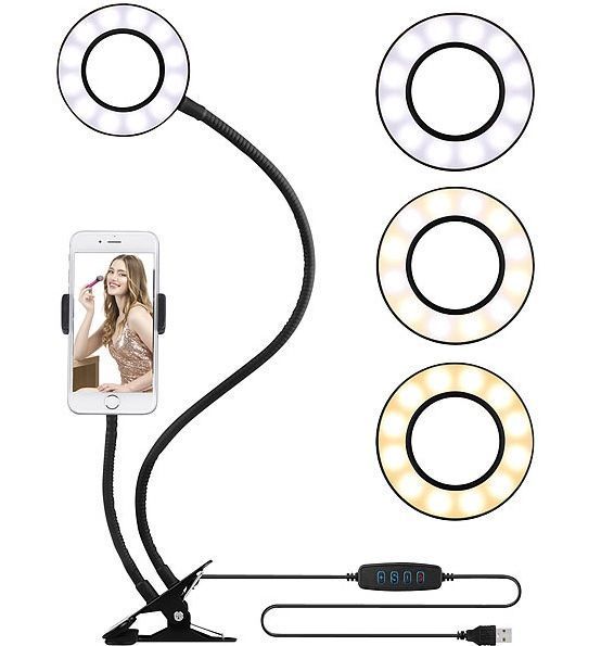 Staffe: Schwanenhals: Selfie-Ringlicht mit Smartphone-Halterung – Nuovo e nell'imballaggio originale da Bülach venduto da StoreInShopSwiss 1