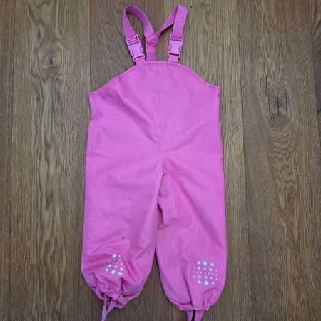 Regenhose Kinder rosa 86/92 mit Trägern gebraucht Zustand