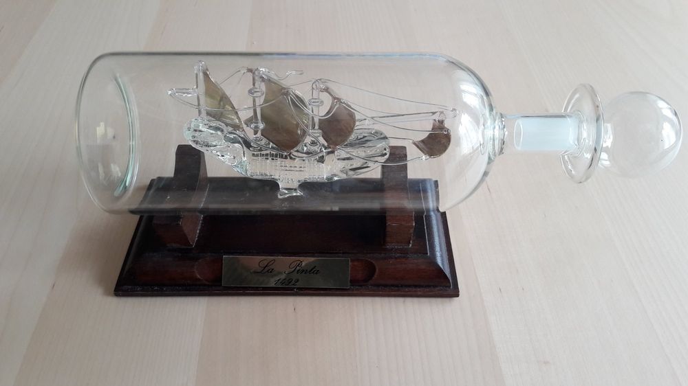 Bateau En Bouteille Verre - Voilier Vintage Marine - Objet Décoratif Naval