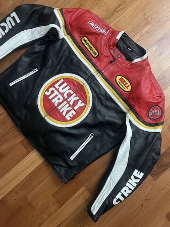 Lucky strike Lederjacke moto Giacca chaqueta seaicead Racing