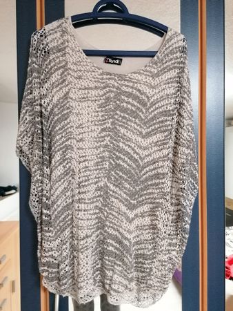 Top Femme Manche Chauve-souris Taille Unique Gris/Blanc Tend